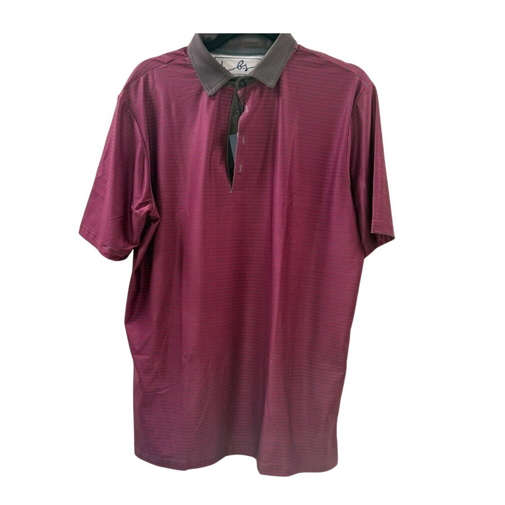 NWT Boston Scott Burgundy Striped Golf Polo Shirt Mens Size L MSRP $79